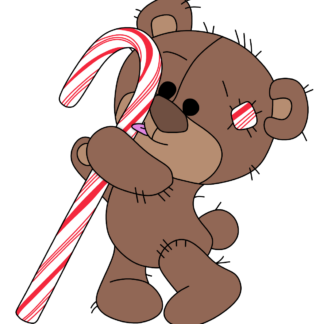 Candy Cane Bear Sticker